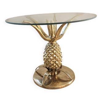 Hollywood Regency Ananas Salontafel in Messing en Glas, Parijs, Frankrijk,