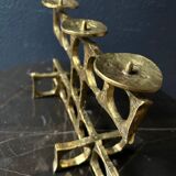 Brass chandelier handcrafted by Heinz Goll, brutalist, Austria 1970.