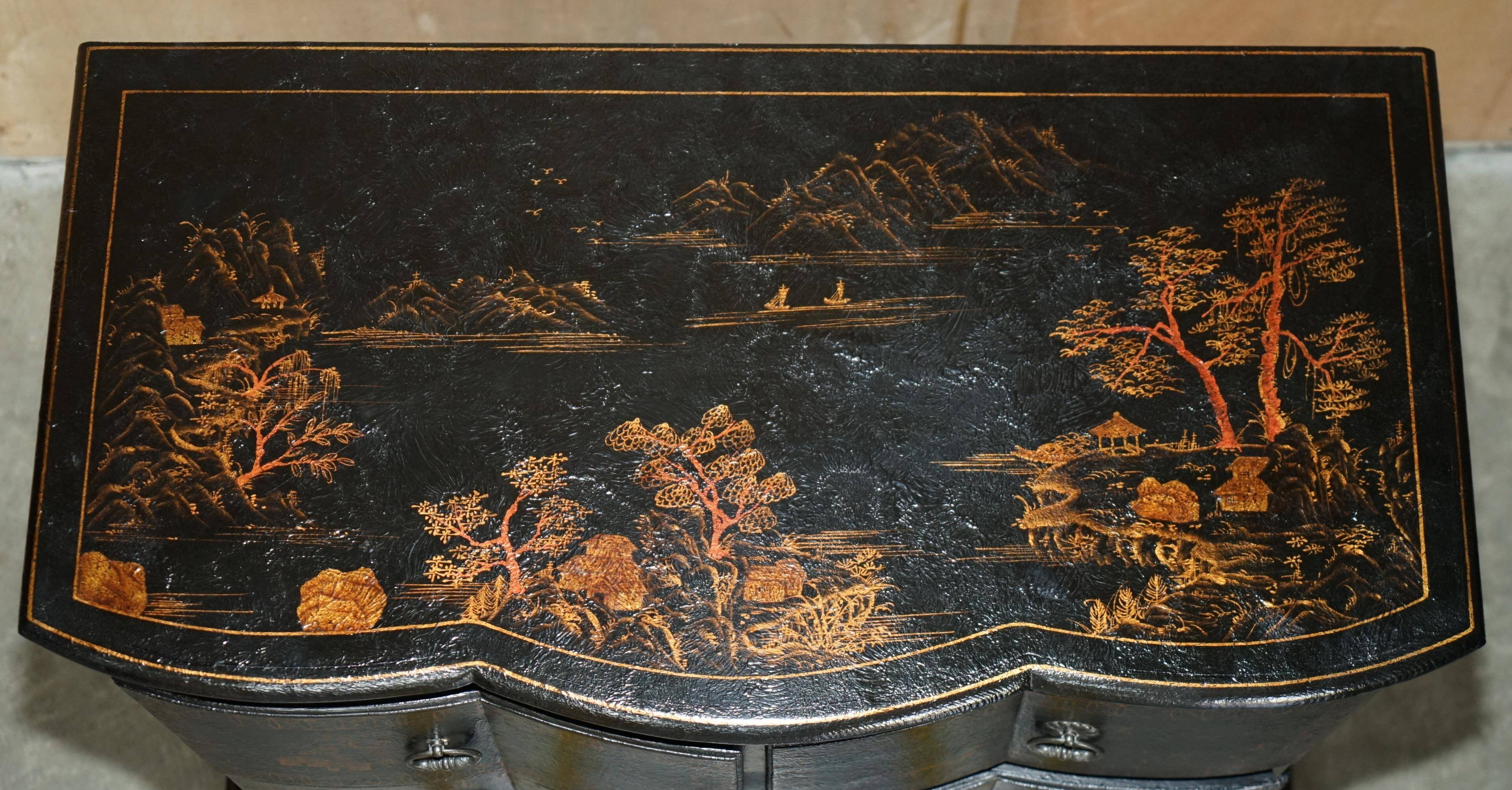 Commode Chinoiserie Antique Peinte à la Main