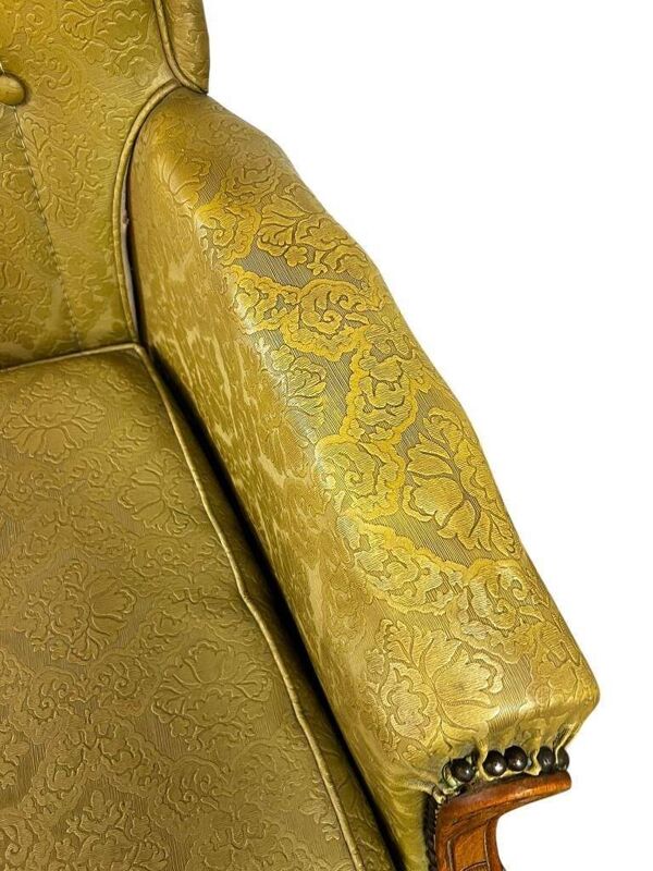 Fauteuil baroque vintage jaune moutarde / fauteuil club / fauteuil une place
