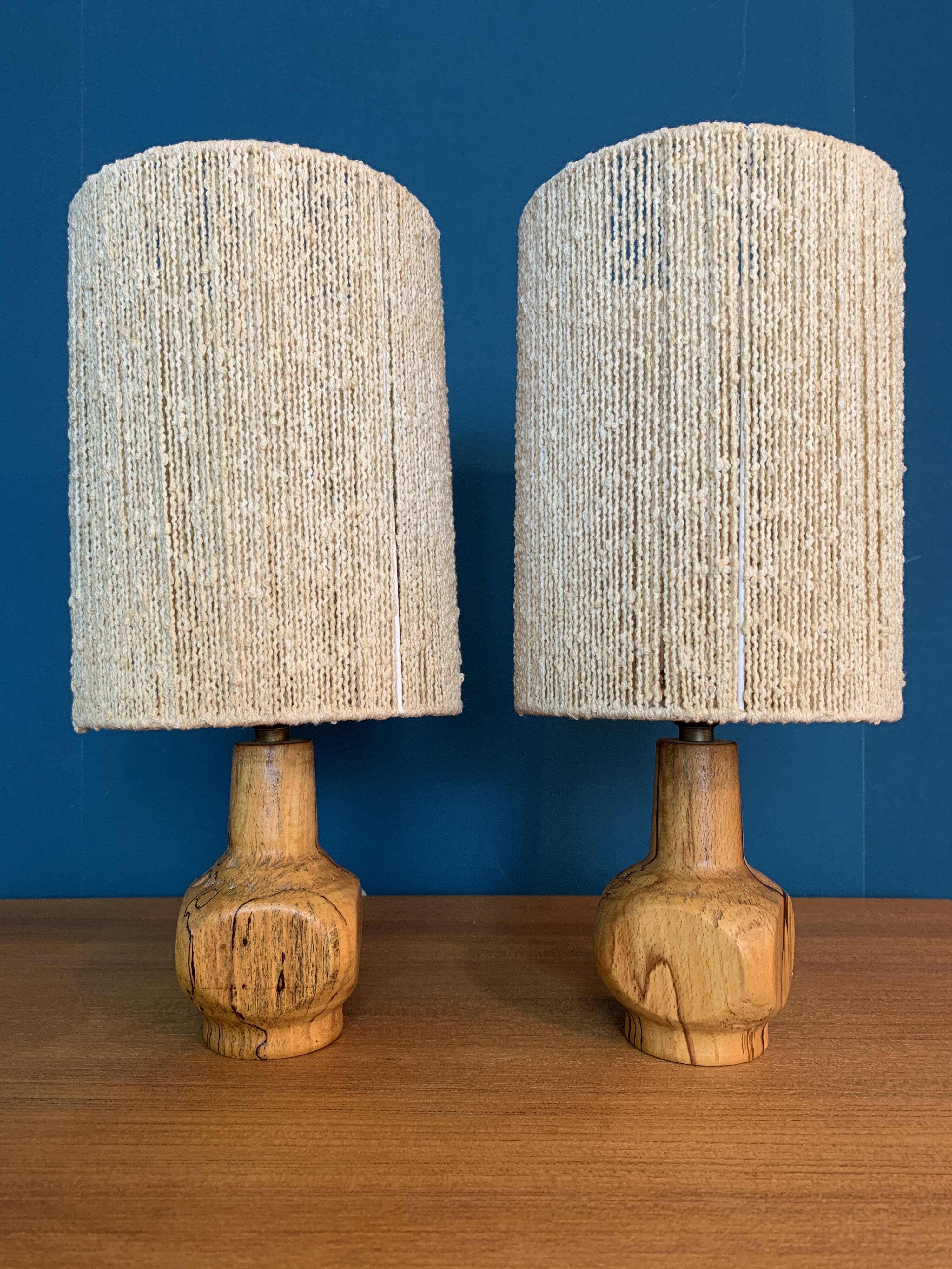 Pair of wooden lamps