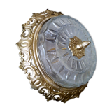Ceiling lamp glass and vintage gilded metal