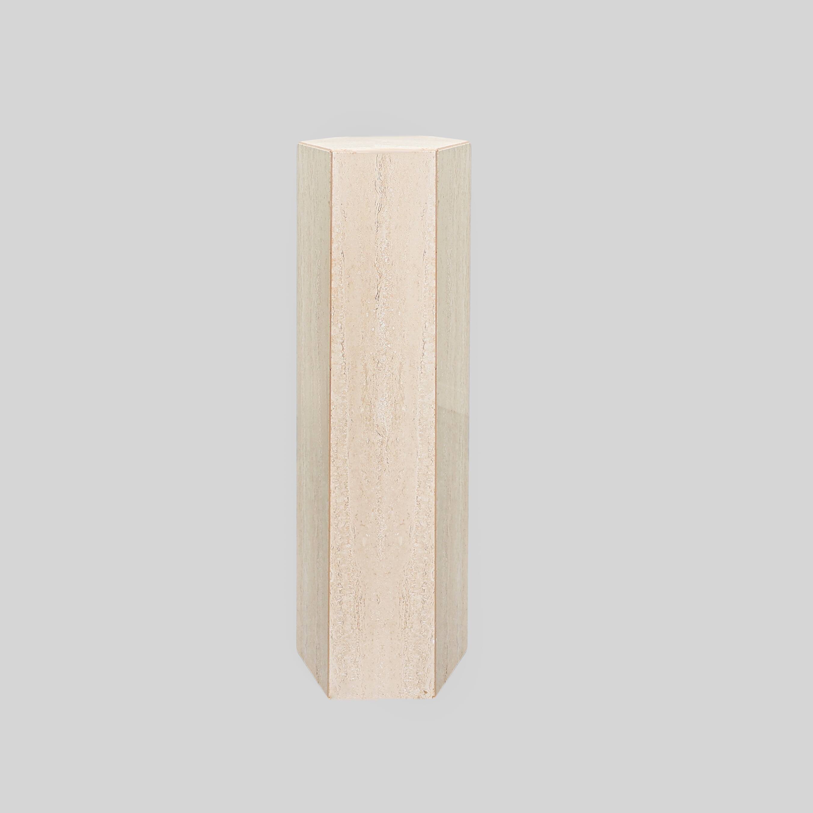 Vintage Travertine Pedestal, 1980s.