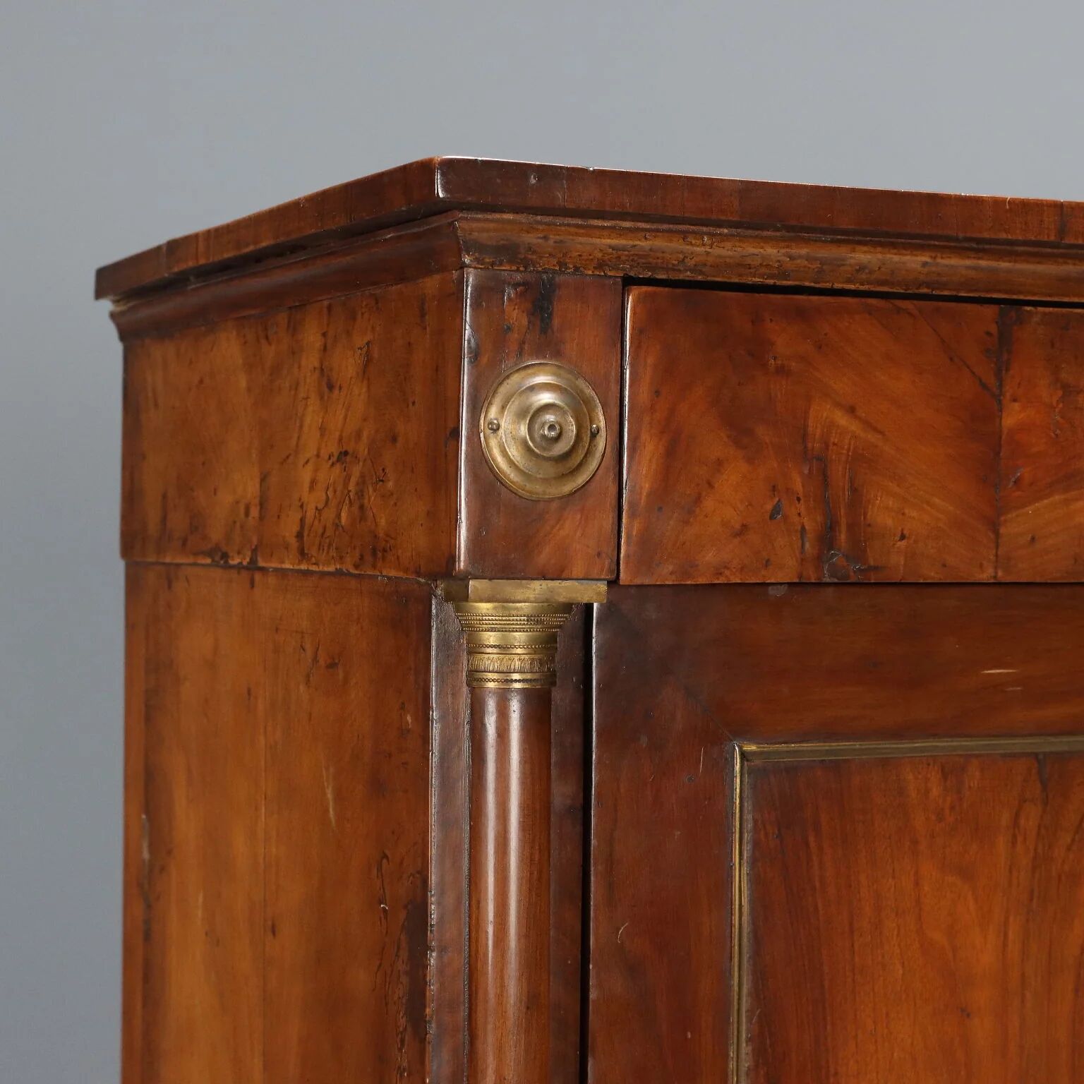 Ancient Empire secretary in walnut and bronze, Italy, 19th century
