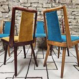 Set of 5 vintage spindle foot bistro chairs 1960"