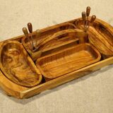 Servant display aperitif tray in olive wood with 6 picks