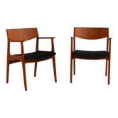Paire de fauteuils par Henning Kjærnulf pour Sorø Stolefabrik, années 1960.