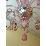 Murano Glass Chandelier in Pink 6 Arms