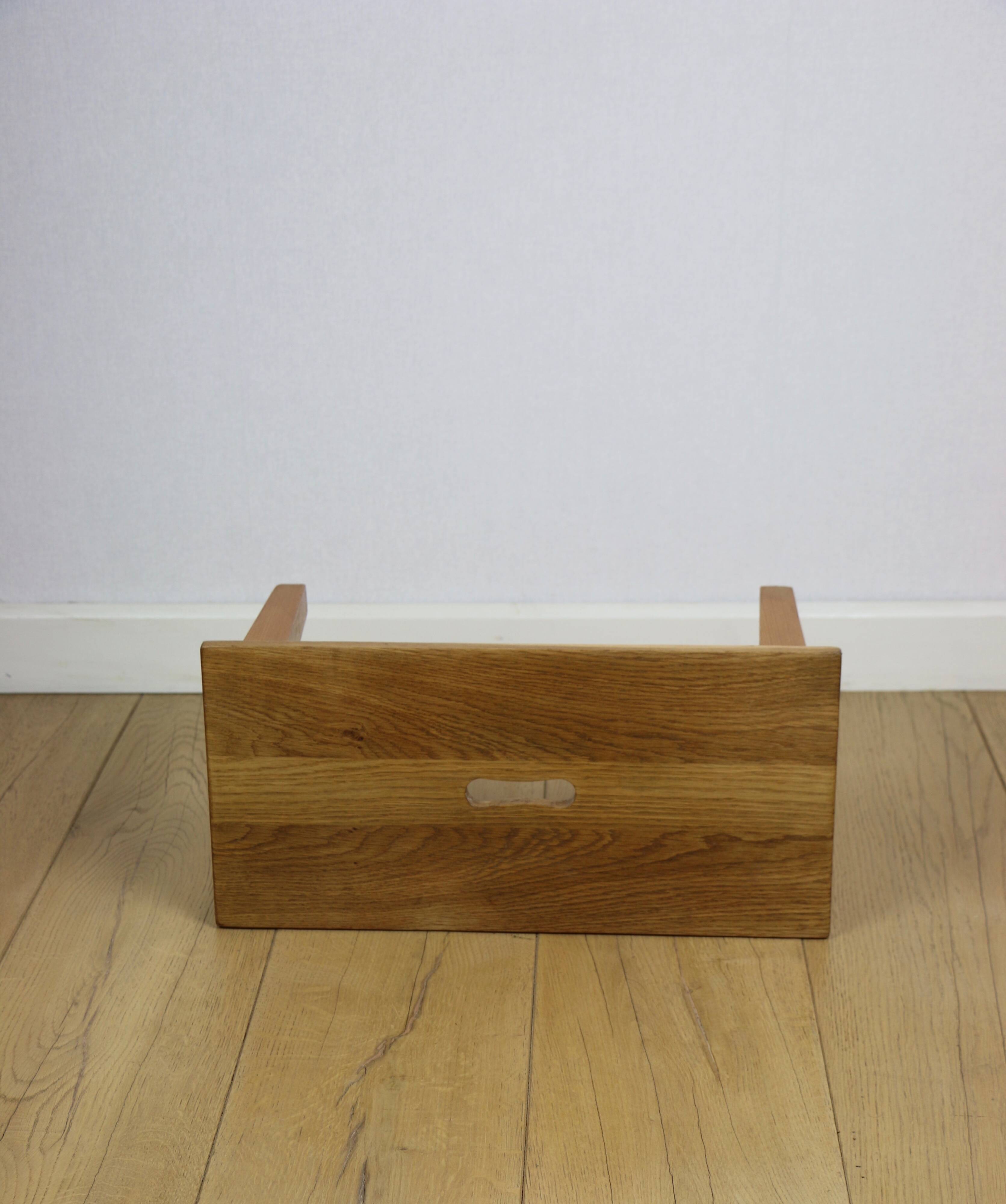 Wooden stool low rectangular seat ash wood