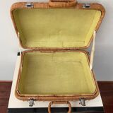 Small vintage rattan suitcase, bohemian spirit, 1960s-70s.
