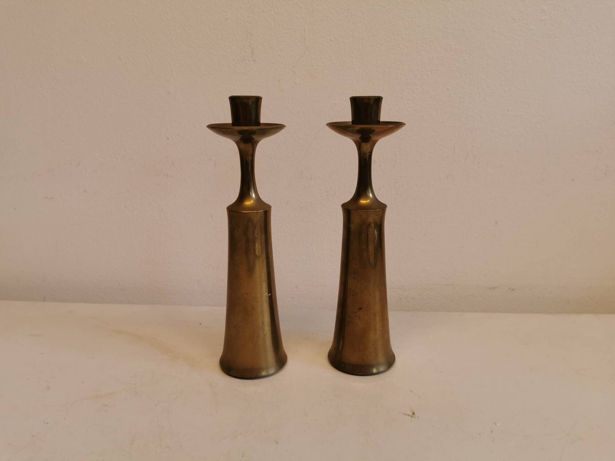Candle holders in solid brass, by jhq (jens harald quistgaard) for his own company - dansk design