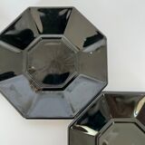 Service 6 black coffee cups and octagonal cups Octime Arcoroc France Esso collection