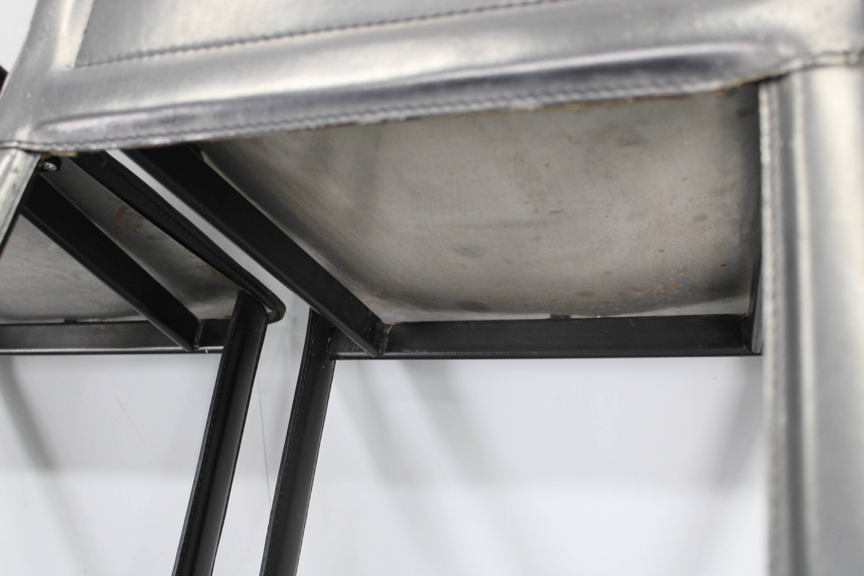 1980s Set of Four Dining Chairs in Leather in Matteo Grassi Style, Italy