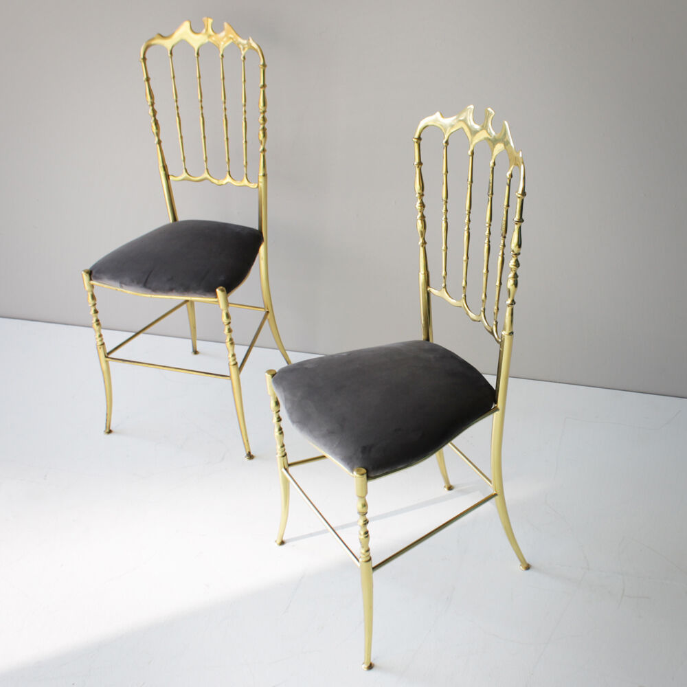 Pair of brass Italian Chiavari chairs