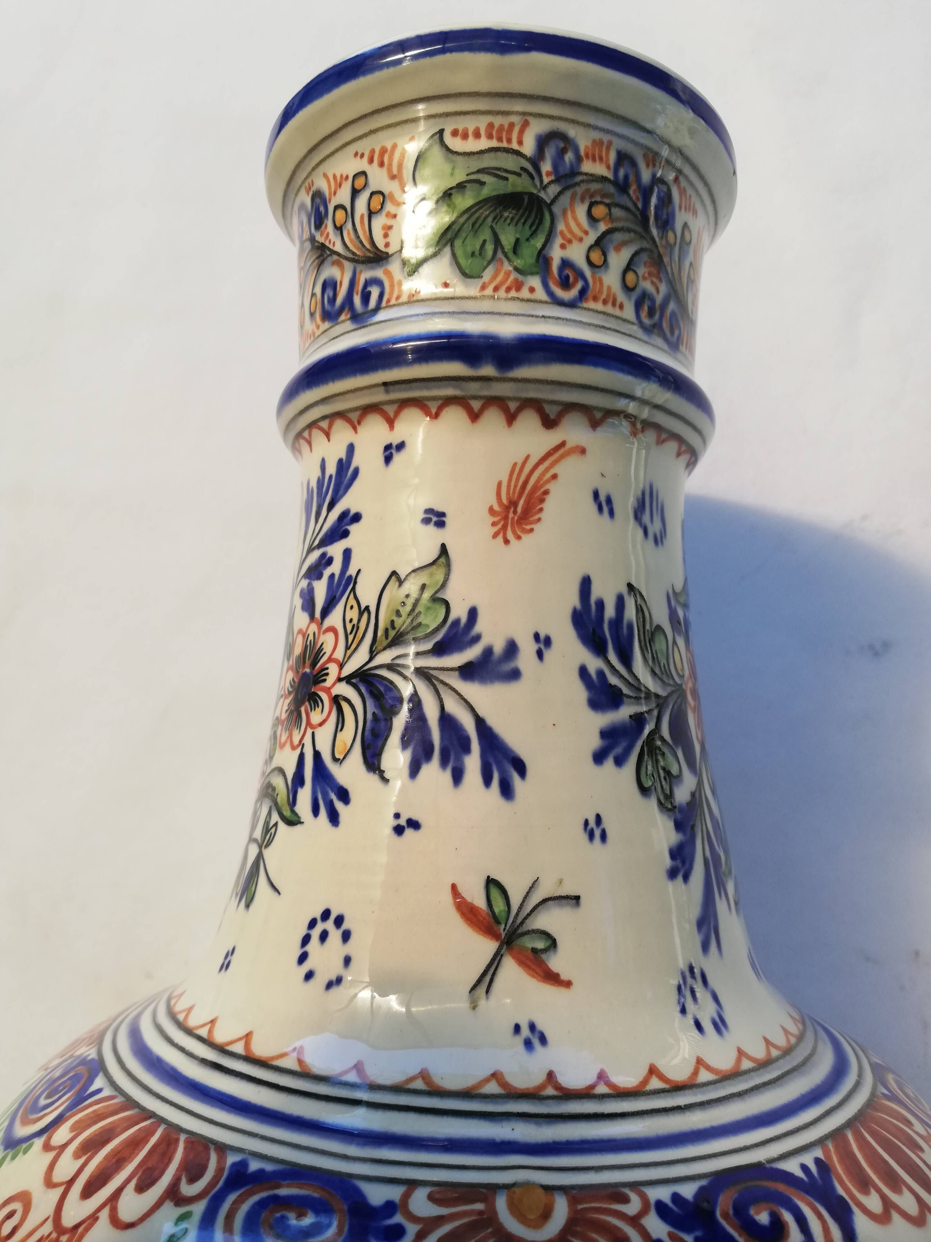 Large old ceramic vase signed