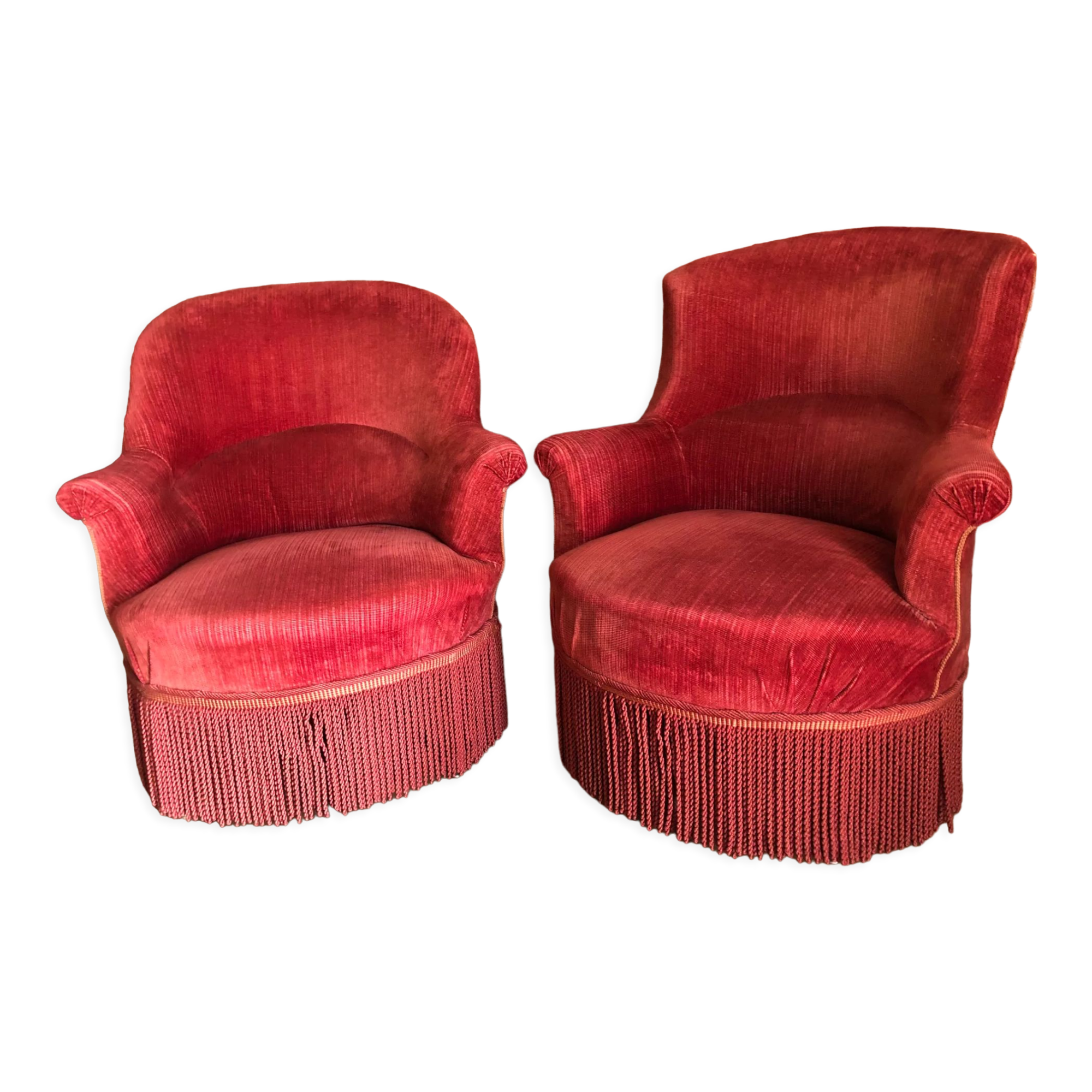 Paire de fauteuils crapaud velours