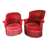 Paire de fauteuils crapaud velours