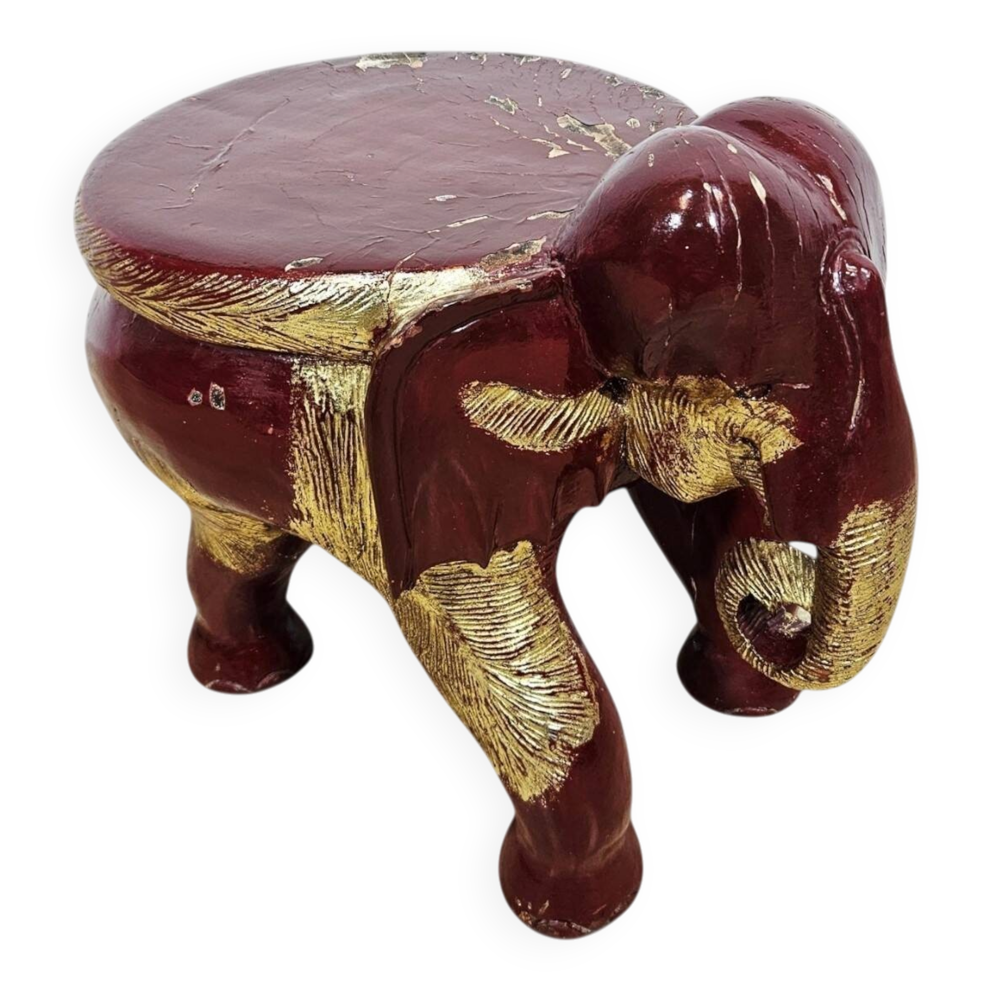 Antique elephant xl side stool / 19th century / unique boho chic piece.