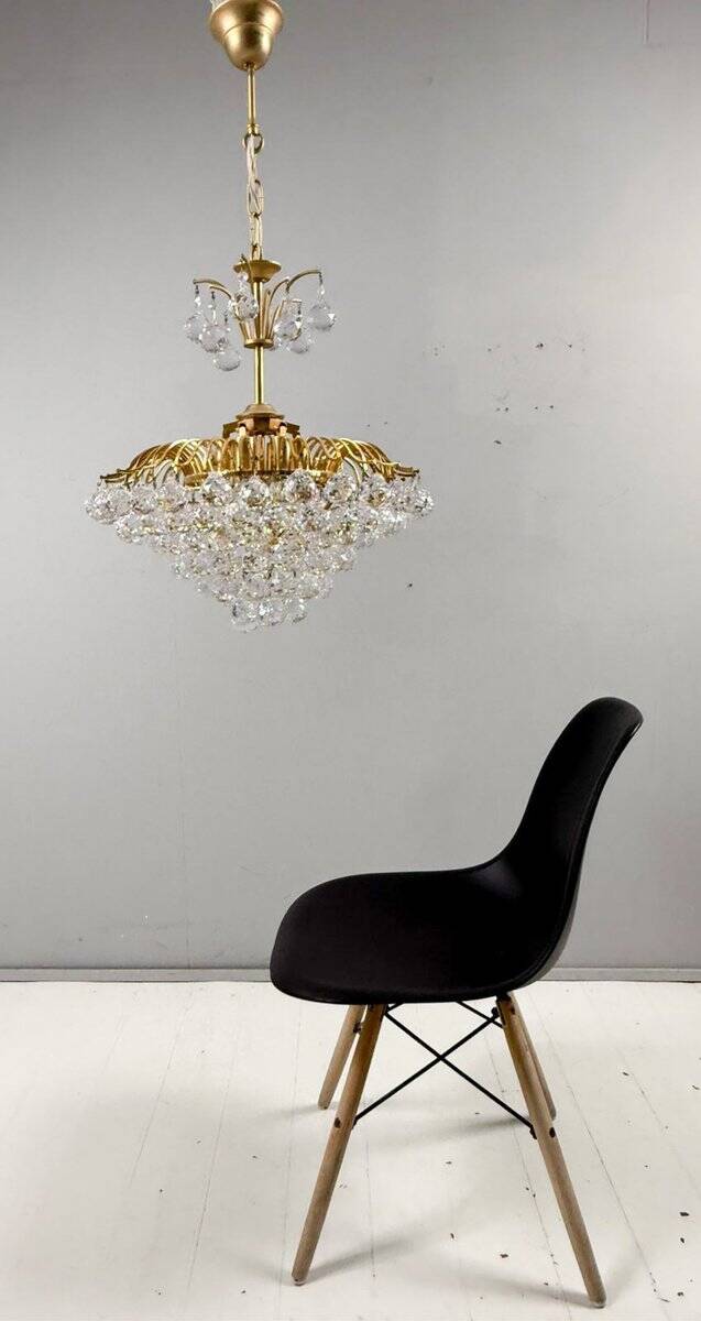 Hollywood Regency chandelier with crystal glass shades by Ernst Palme, Germany, 1960s