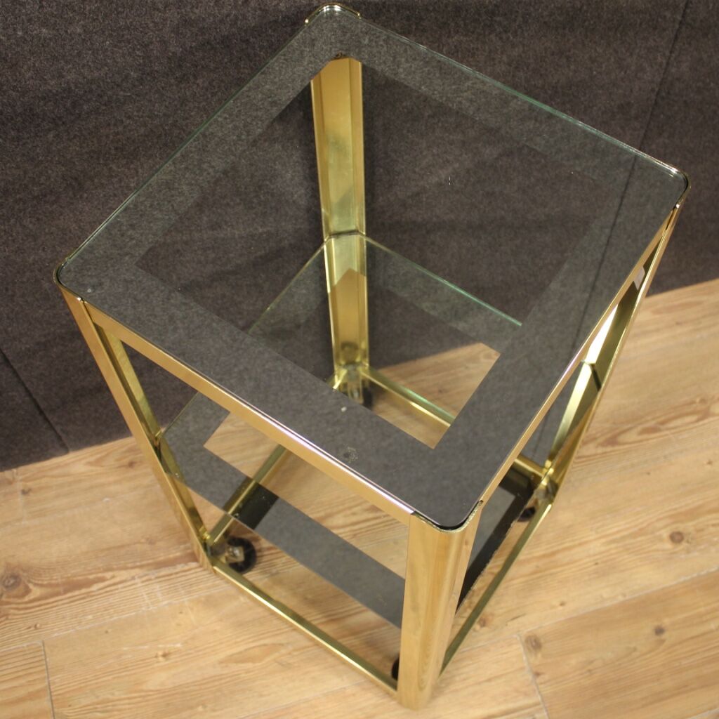 Design coffee table in golden metal from the 80s