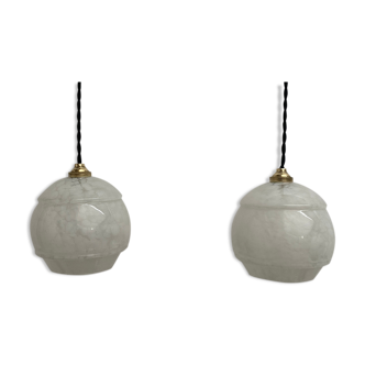 Lot 2 round clichy glass hanging lamps