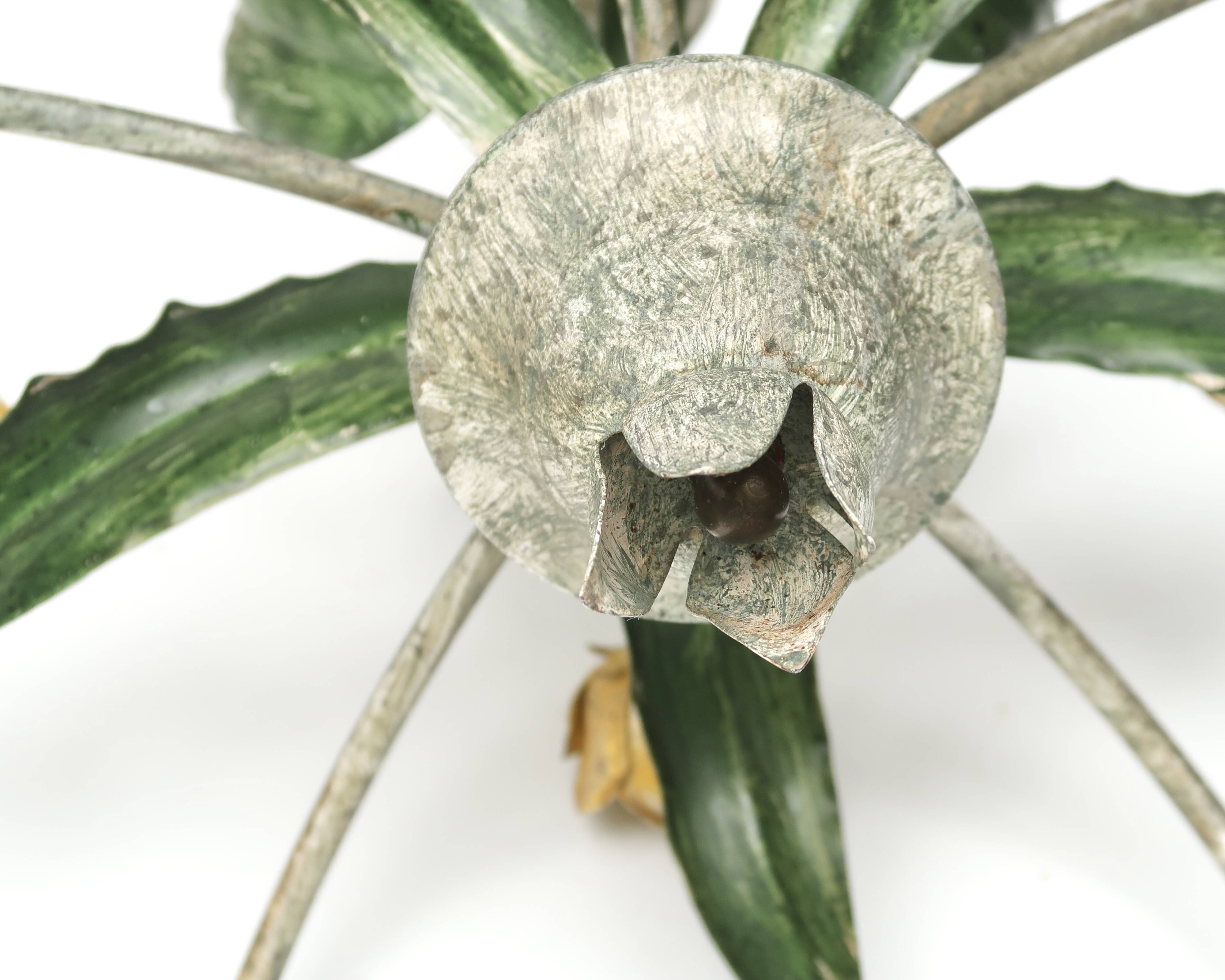 Floral chandelier with yellow flowers and green leaves, 90s