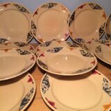 Large suite of 17 asiettes flat art déco