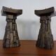 Large Brutalist German Bronze Candleholders, 1960s, Set of 2