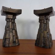 Large Brutalist German Bronze Candleholders, 1960s, Set of 2