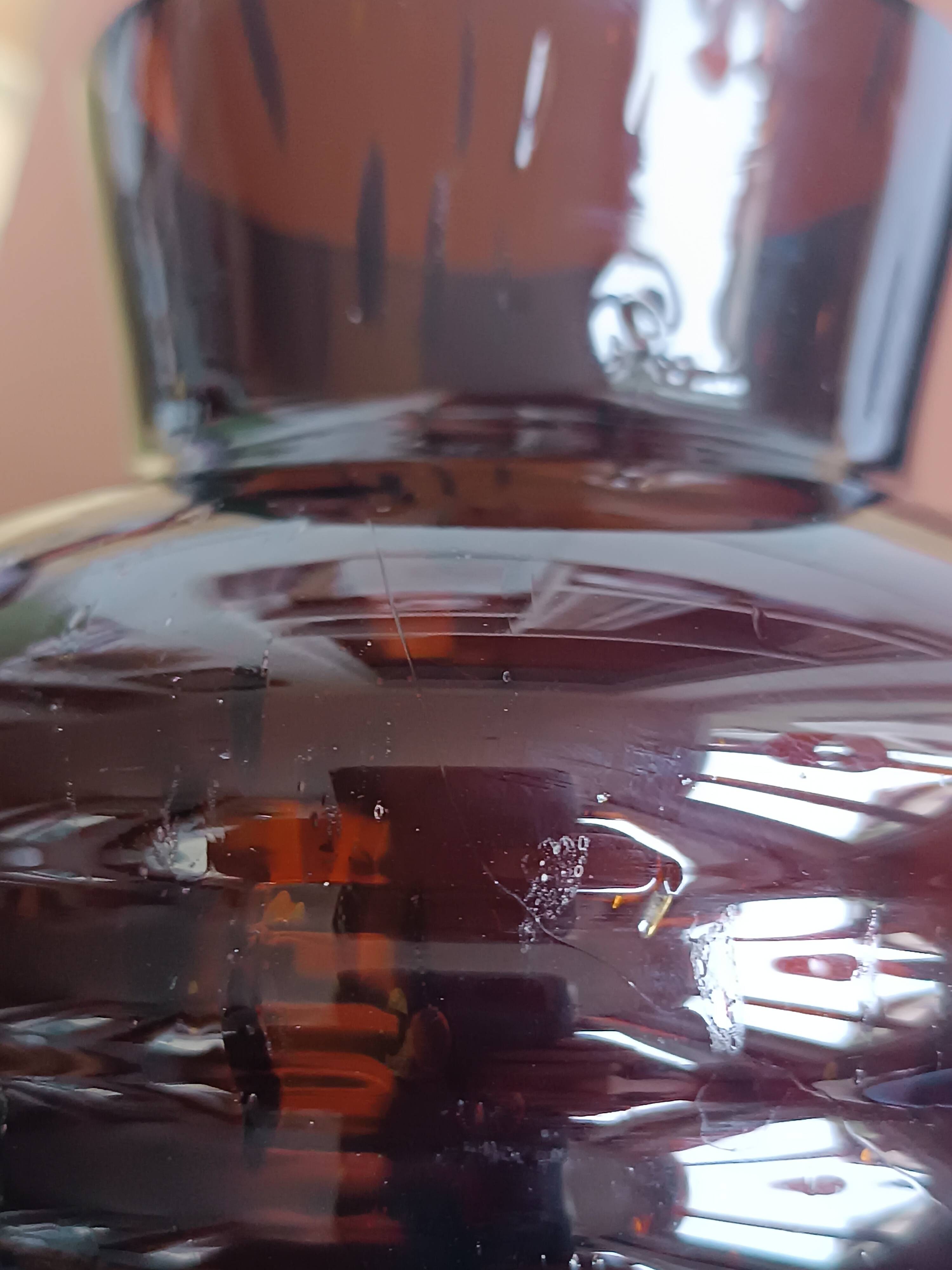 Vintage speckled amber blown glass conical vase