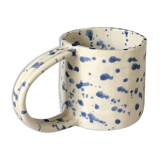 Tasse anse mouchetée bleue