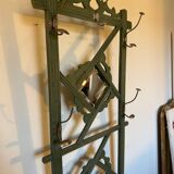 Porte manteau vestiaire art déco en bois patiné vert