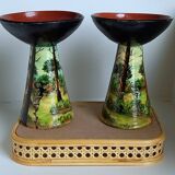 Pair of glazed Basque pottery signed G. Defly - 1950s.