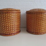 Two bamboo baskets with lid