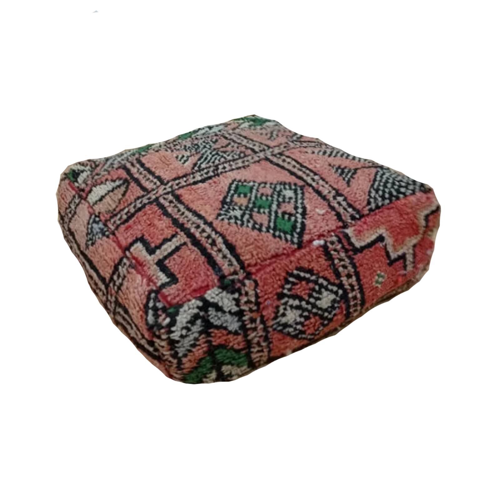 Handmade Berber pouf in wool 60 X 60 X 20 CM