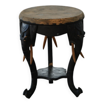 Tabouret / table à éléphant anglo-indien, bois dur ébonisé, vers 1900-1920