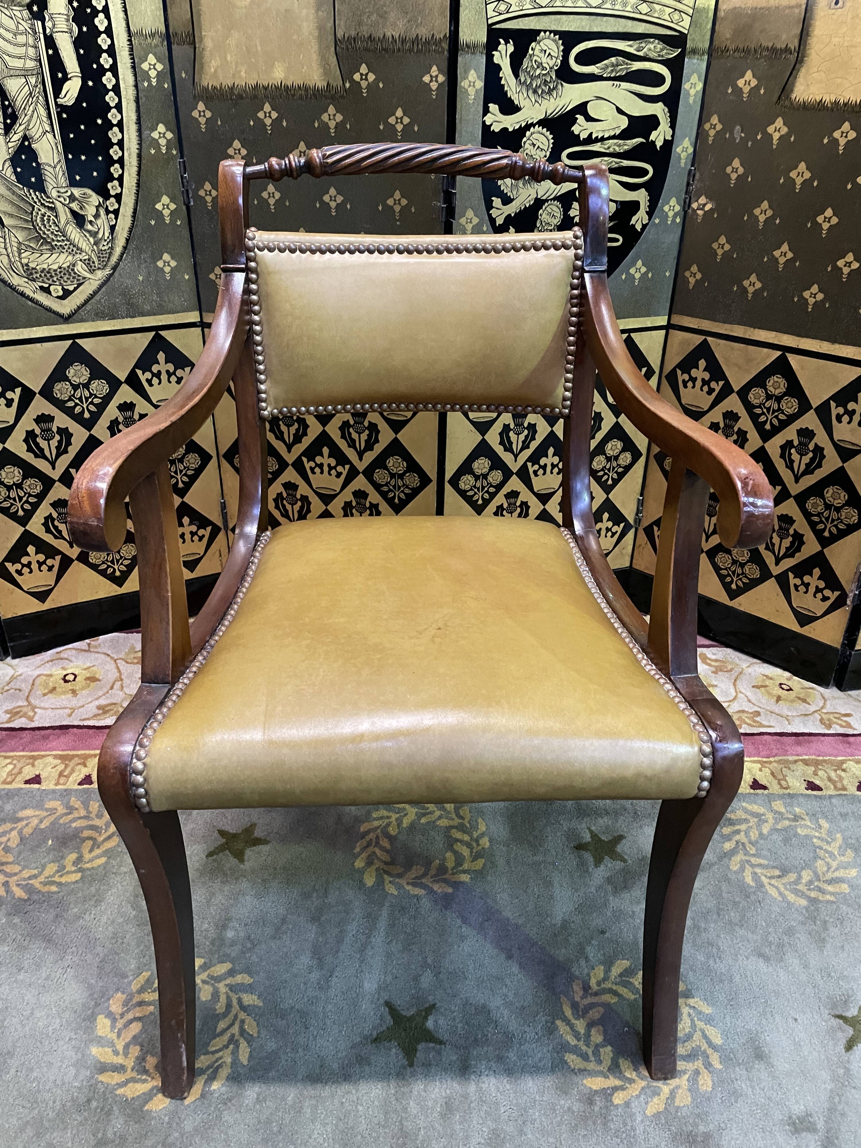 English office armchair mahogany and leather