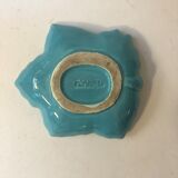 Bougeoir et cendrier en faïence turquoise