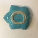 Turquoise earthenware candle holder and ashtray