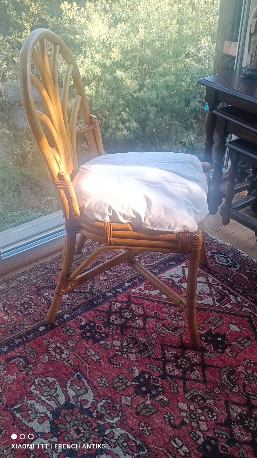 Chaise vintage en rotin et bambou, France, des années 1960