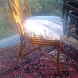 Chaise vintage en rotin et bambou, France, des années 1960