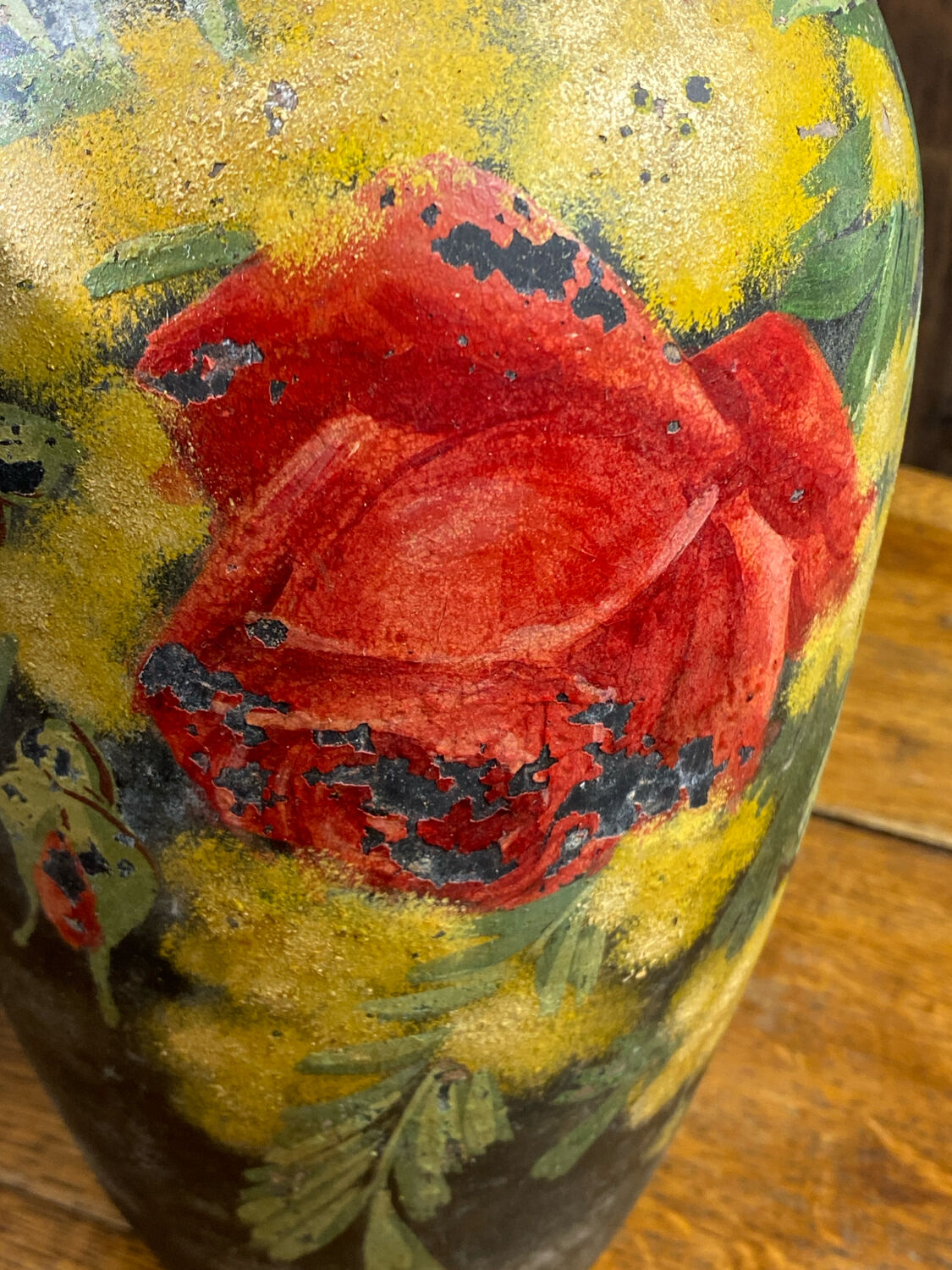 Terracotta vase with floral decoration