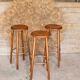 Set of 3 wooden bar stools