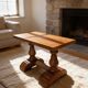 A small, rustic walnut wooden table, crafted from solid walnut wood, 1