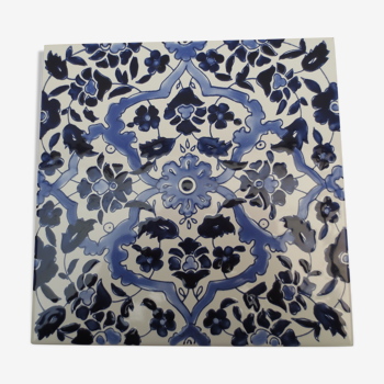 under plates /blue decorated faience tile
