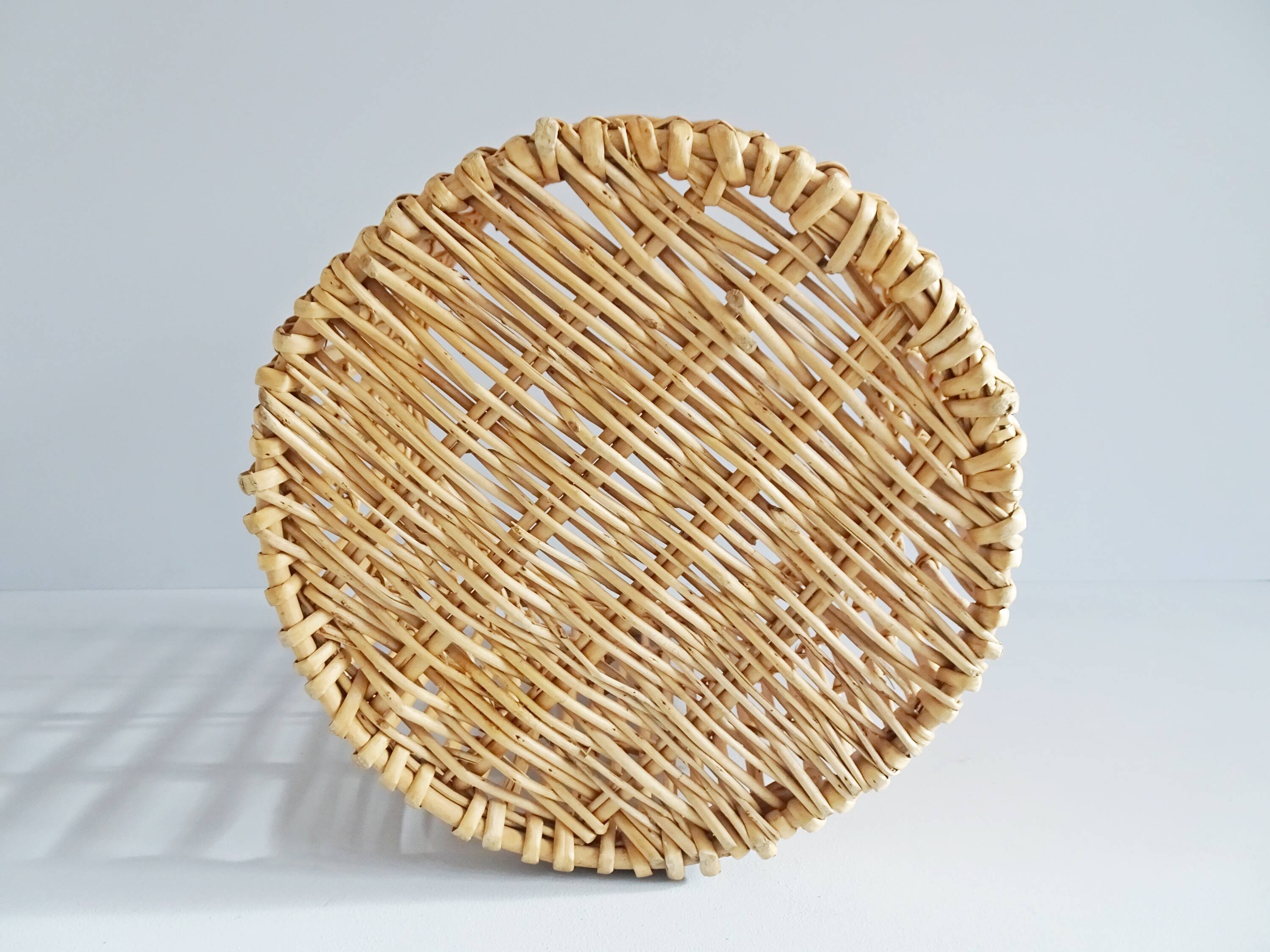 big rattan wastebasket, wicker basket, bamboo basket