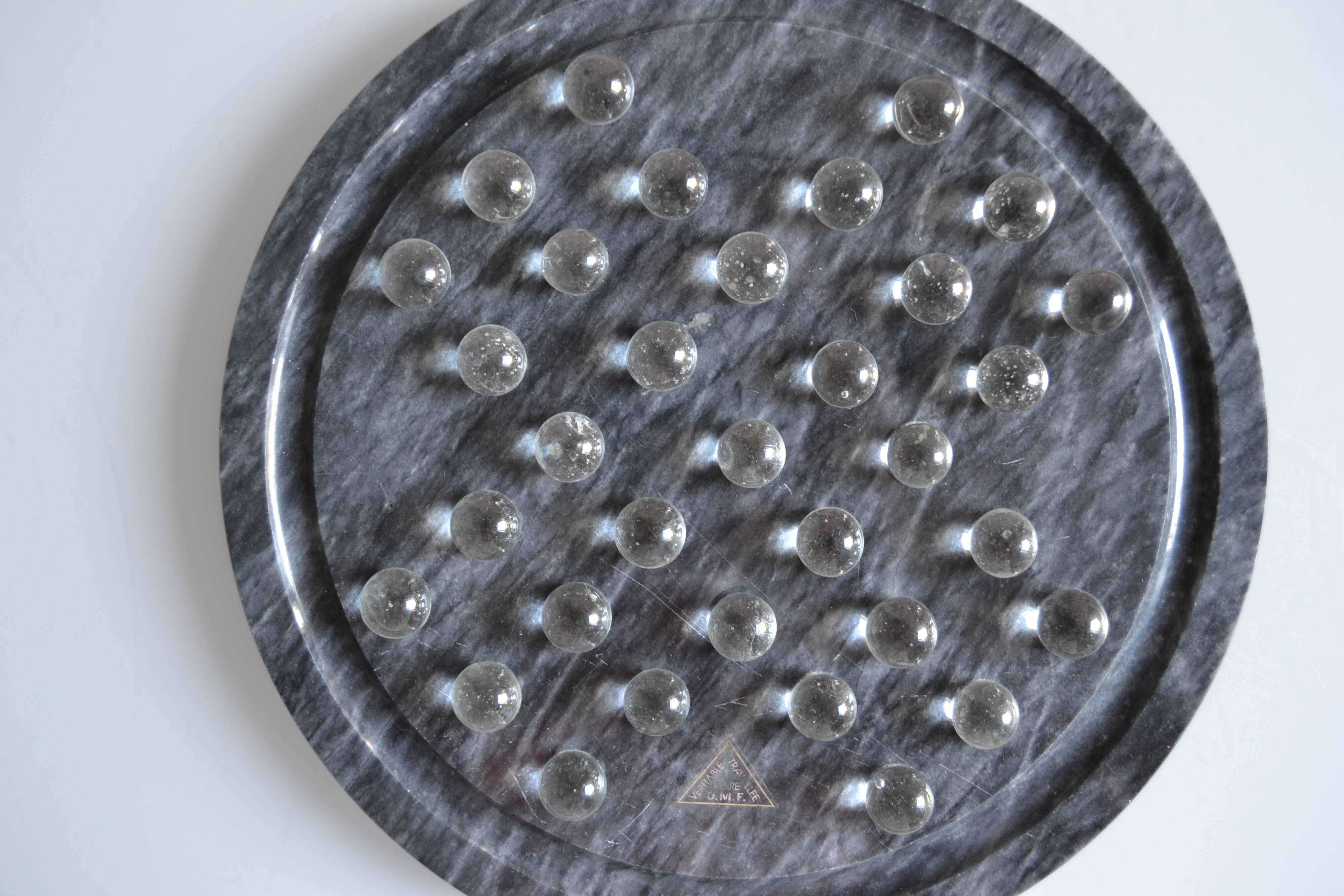 vintage marble and glass solitaire game