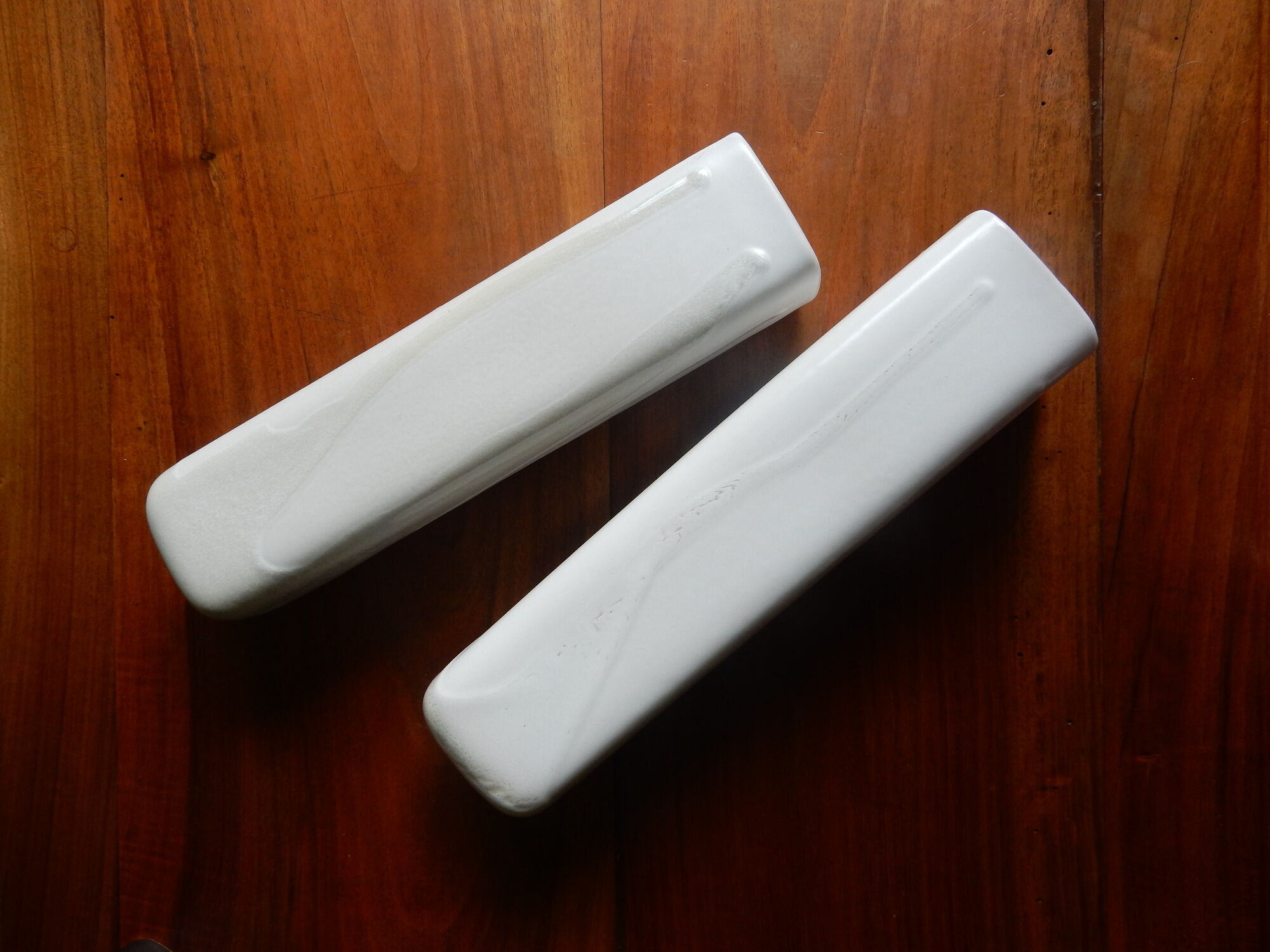 2 long Teplice vases, Czechoslovak 70