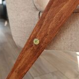 Vintage Lounge Chair Beige Wool Upholstery