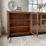 Enfilade de métier en chêne avec portes vitrées